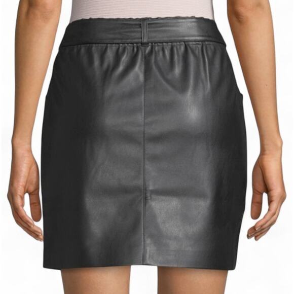 Laundry by Shelli Segal Faux Leather Belted Mini Skirt XL Black Edgy NWT Pockets - Picture 6 of 7